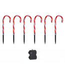 Set of 6 Light up Red & White Candy Cane Christmas Path Lights