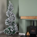 7ft (2.1m) Snowflocked Spiral Christmas Tree with Green Metal Stand
