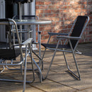 Samuel Alexander 4 Seater Garden Table And Chairs Set 4 Folding Chairs Outdoor Glass Table Garden Dining Set With Black Parasol Umbrella Patio Furniture Set