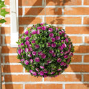 HOMCOM Set of 2 Artificial Plant Topiary Rose Balls, Faux Plants