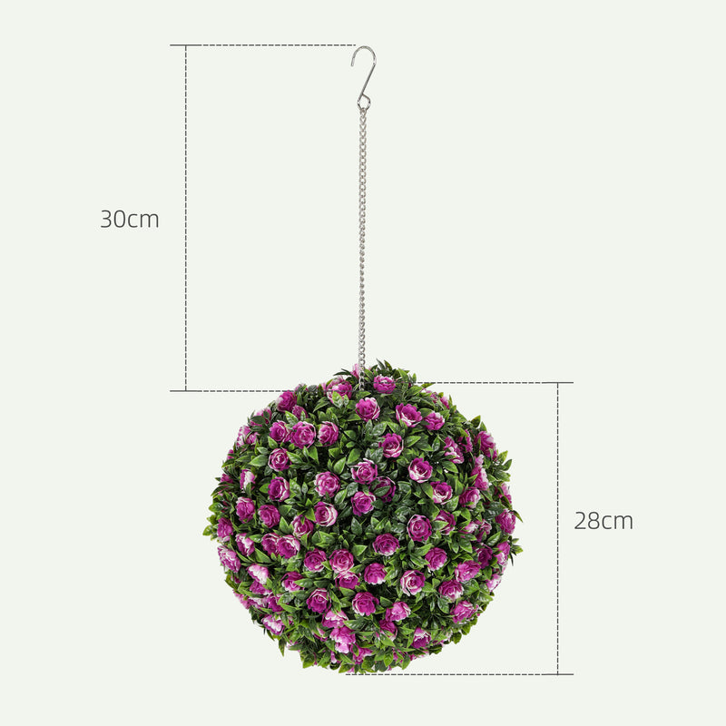HOMCOM Set of 2 Artificial Plant Topiary Rose Balls, Faux Plants