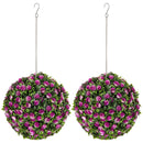 HOMCOM Set of 2 Artificial Plant Topiary Rose Balls, Faux Plants
