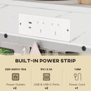 HOMCOM C-Shaped Side Table with Charging Station, Modern Bedside Table