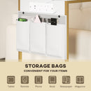 HOMCOM C-Shaped Side Table with Charging Station, Modern Bedside Table