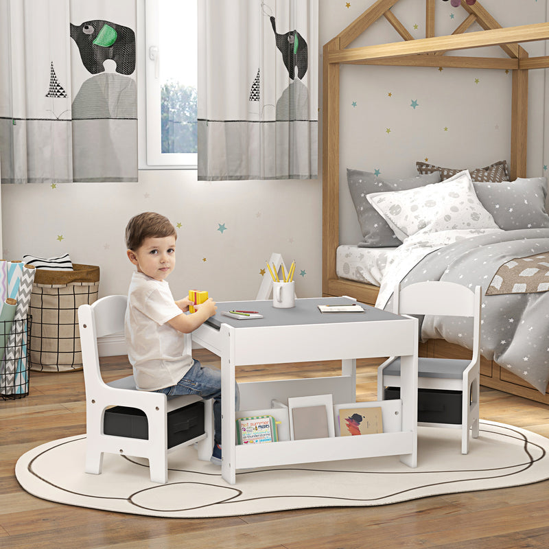HOMCOM 3-Piece Kids Table and Chair Set for Nursery, Playroom, Classroom