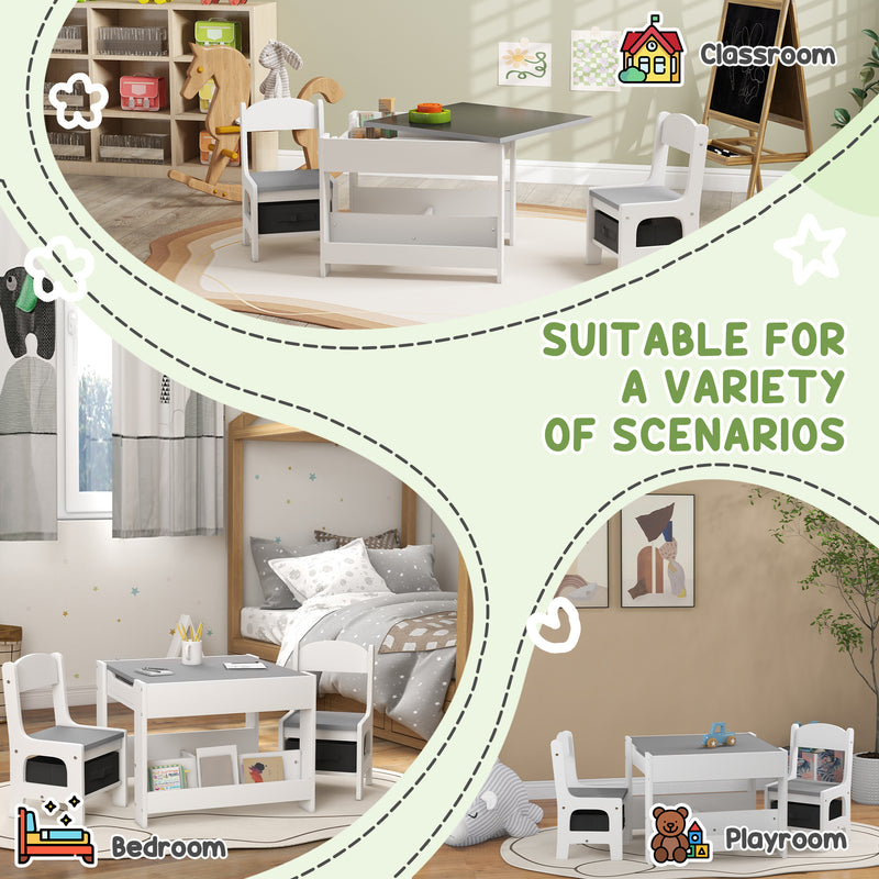 HOMCOM 3-Piece Kids Table and Chair Set for Nursery, Playroom, Classroom
