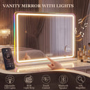 HOMCOM Vanity Mirror With Lights And Bluetooth Speaker, 80 X 60 Cm, White