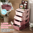 Four-Tier Kids Storage Boxes, Plastic Storage Units with Four Drawers, Pink