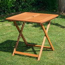 Outdoor 4 Person Folding Square Wooden Garden Dining Table Chairs Grey Parasol and Base Set