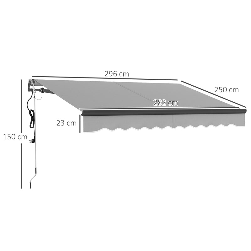 Outsunny 3 X 2.5m Electric Retractable Awning W/ Aluminium Frame
