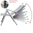 Outdoor Garden Patio Multi Position Reclining Folding Chair in Grey