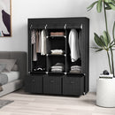 HOMCOM Portable Fabric Wardrobe with 5 Shelves and 3 Fabric Drawers, Black