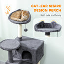 PawHut Cat Tree With Sisal Scratching Posts, Cat Houses, Dark Grey