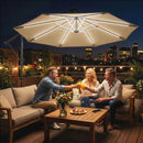 Outsunny 3 M Garden Cantilever Parasol With Solar Light, Rotation, Khaki