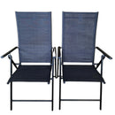Set of 2 Outdoor Garden Patio Multi Position Reclining Folding Chair in Black