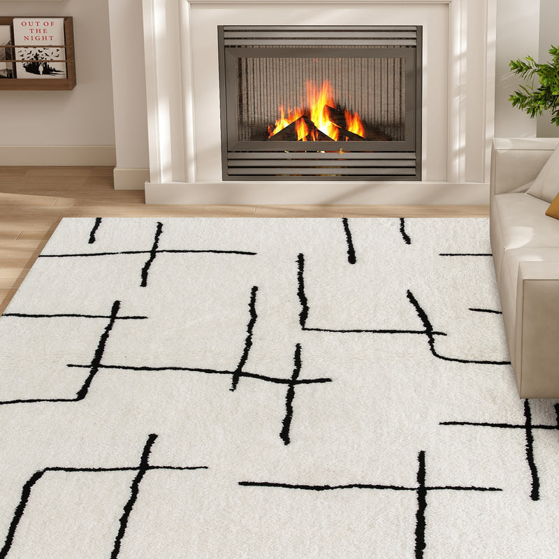 HOMCOM High Pile Modern Shaggy Rug, Soft Floor Carpet 120 x 170 cm