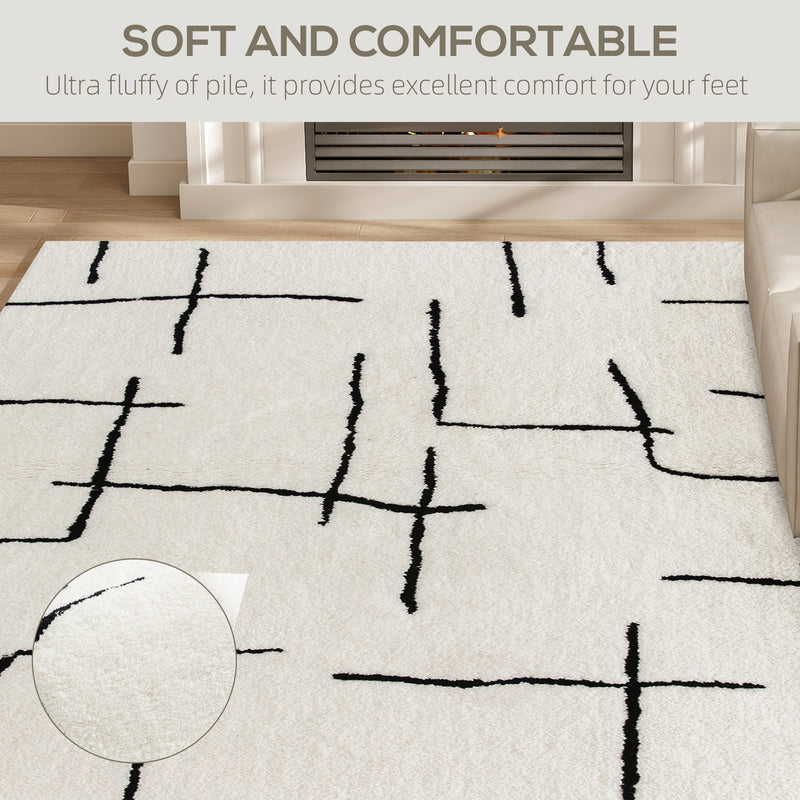 HOMCOM High Pile Modern Shaggy Rug, Soft Floor Carpet 120 x 170 cm