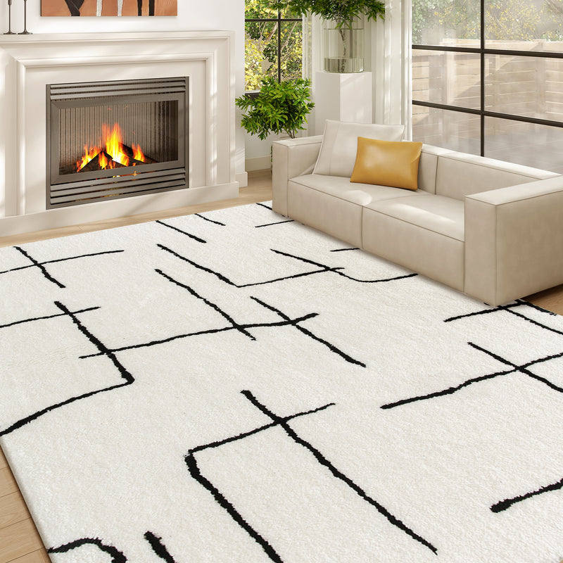 HOMCOM High Pile Modern Shaggy Rug, Soft Floor Carpet 120 x 170 cm