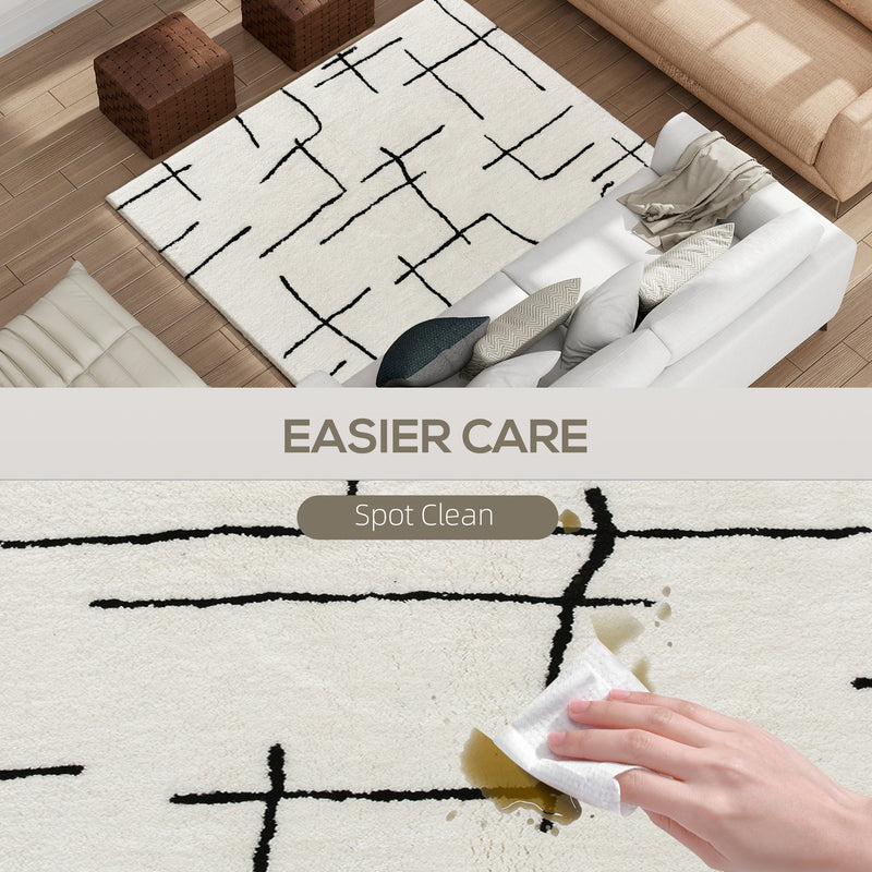 HOMCOM High Pile Modern Shaggy Rug, Soft Floor Carpet 120 x 170 cm