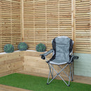 Luxury Padded High Back Outdoor Folding Chair with Cupholder in Grey