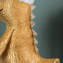 45cm Gold Plush Tyrone-Rex Dino Standing Christmas Decoration with Santa Hat