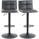 HOMCOM Bar Stools Set Of 2 Swivel Height Adjustable Barstools Dark Grey