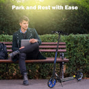 Kick Scooter with Adjustable Handlebar and Anti-Shocking Suspension-Blue
