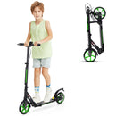 Kick Scooter with Adjustable Handlebar and Anti-Shocking Suspension-Green