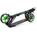 Kick Scooter with Adjustable Handlebar and Anti-Shocking Suspension-Green
