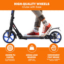 Kick Scooter with Adjustable Handlebar and Anti-Shocking Suspension-Blue