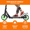 Kick Scooter with Adjustable Handlebar and Anti-Shocking Suspension-Green