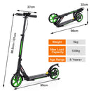 Kick Scooter with Adjustable Handlebar and Anti-Shocking Suspension-Green