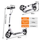 Kick Scooter with Adjustable Handlebar and Anti-Shocking Suspension-White