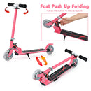 Kids Aluminum Folding Stunt Scooter with LED Wheels-Pink