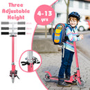 Kids Aluminum Folding Stunt Scooter with LED Wheels-Pink