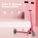 Kids Aluminum Folding Stunt Scooter with LED Wheels-Pink
