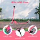 Kids Aluminum Folding Stunt Scooter with LED Wheels-Pink
