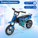Kids Electric Motorbike with Double Battery and Pneumatic Tires-Navy