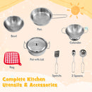 Kids Mud Kitchen Outdoor Kitchen Playset with Educational Plant Viewer-Grey