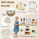 Kids Pretend Toy Kitchen Playset with Stoves Faucet-Beige