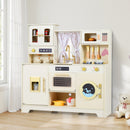 Kids Pretend Toy Kitchen Playset with Stoves Faucet-Beige