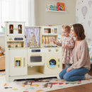Kids Pretend Toy Kitchen Playset with Stoves Faucet-Beige