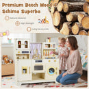 Kids Pretend Toy Kitchen Playset with Stoves Faucet-Beige