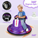 12V Kids Ride On Electric Bumper Car with Dual Joysticks and Remote Control-Purple
