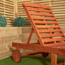 1.9m X 0.6m Outdoor Wooden Adjustable Foldable Sunlounger With Wheels