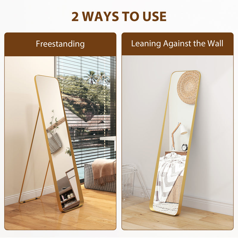 HOMCOM Rectangular Full Length Mirror for Bedroom, 40 x 160 cm, Gold Tone