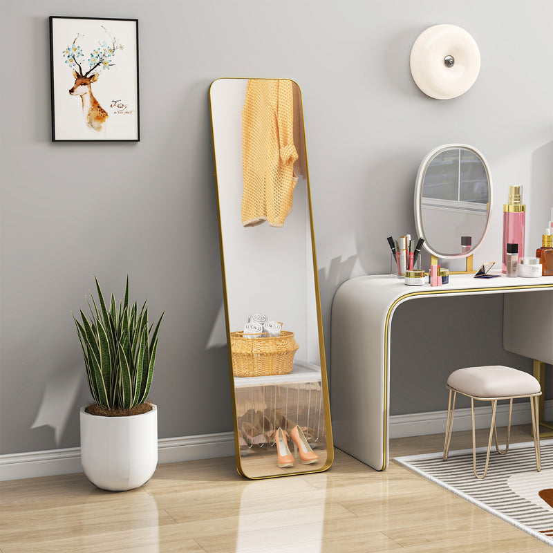 HOMCOM Rectangular Full Length Mirror for Bedroom, 40 x 160 cm, Gold Tone