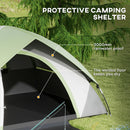 Outsunny 2 Man Camping Tent w/ Sewn-in Groundsheet, 3000mm Waterproof, Green