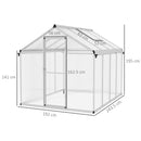 Outsunny Aluminium Greenhouse With/ Door Window Galvanised Base PC Panel