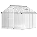 Outsunny Aluminium Greenhouse With/ Door Window Galvanised Base PC Panel